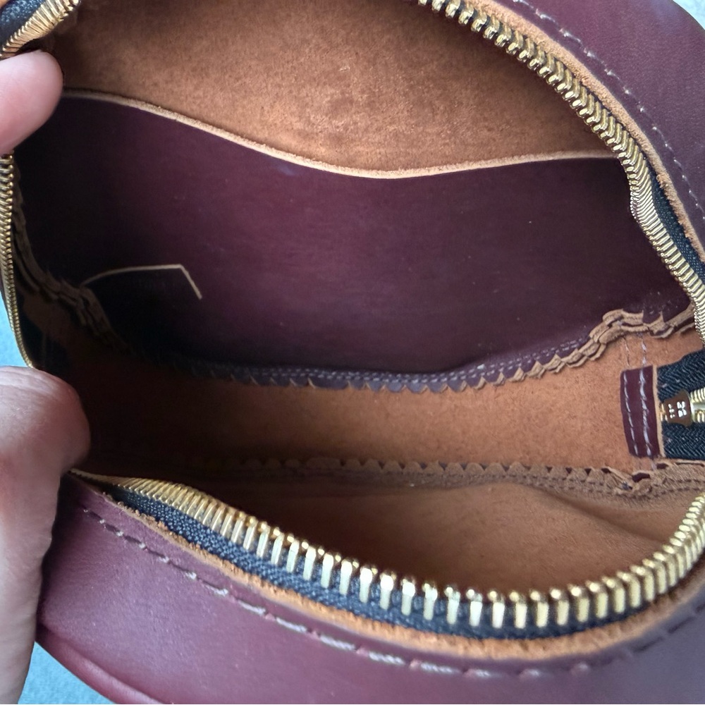 Portland Leather Round Crossbody Bag in Burgundy - Picture 7 of 8